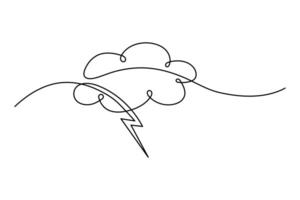 Cloud continuous single line art drawing of concept doodle style outline illustration vector