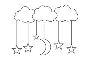One continuous line drawing of cloud linear style Hand drawn isolated design vector