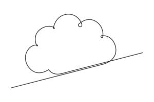 Cloud and sun continuous single line drawing of Isolated outline icon white background vector
