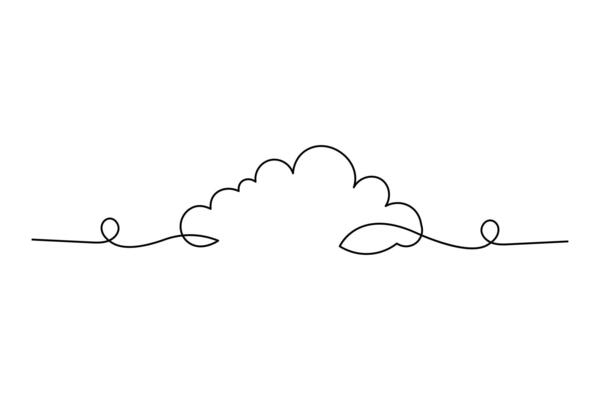 One line cloud sketch of Continuous doodle art drawing icon