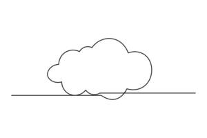 Continuous one line art drawing of cloud design vector