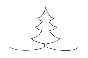 Simple illustration of christmas tree continuous single line art design vector