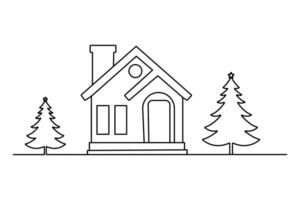 Christmas tree single line art drawing continuous design isolated on white minimalist style vector