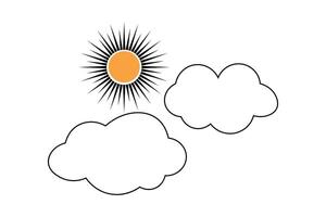 One continuous line drawing of sun and cloud linear style Hand drawn minimalism design vector