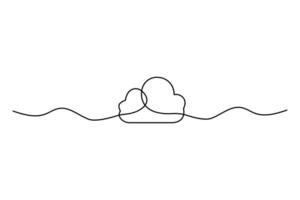 Continuous single line art drawing of Cloud concept outline style vector