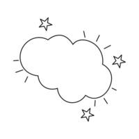 Cloud and sun continuous one line art drawing of minimalist outline design black white background vector