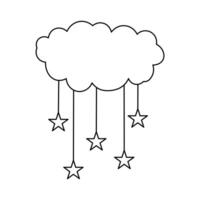 Cloud and sun weather continous one line drawing of Abstract and minimalist outline art design vector
