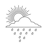 Continuous single line art drawing of sun and cloud icon vector