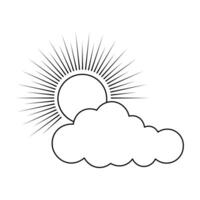 Sun and cloud continuous single line drawing and cloud icon simple outline design vector