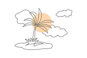 Cloud and sun weather one line art drawing continuous isolated on white minimalist illustration vector
