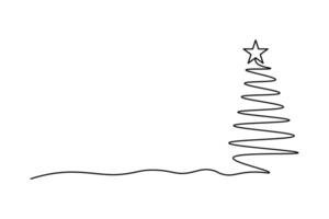 Simple illustration of christmas tree shape continuous single line drawing of tree outline icon vector