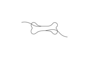 Minimalist continuous single line drawing of a bone with whimsical Loops isolate outline design vector