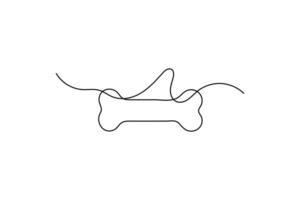 Abstract continuous single line drawing of a bone with whimsical Loops isolate outline design vector