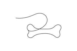 Minimalist continuous single line drawing of a bone isolate outline design vector