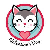 a cute cat with a heart on its face is in the background for valentine's day vector