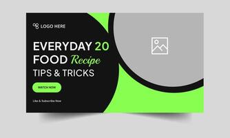 Best food recipe tips and tricks cover banner design, everyday food review techniques thumbnail banner design, fully editable eps 10 file format vector