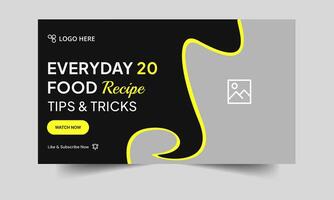 Fully editable tips and tricks thumbnail banner design, delicious food review techniques cover banner design, customizable eps 10 file format vector