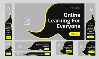 Customizable best online learning web set banner design, everyday education platform web bundle banner design, editable eps 10 file format vector