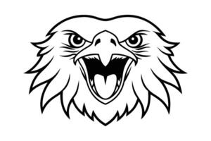 Line art Illustration of an eagle face, front view screaming vector