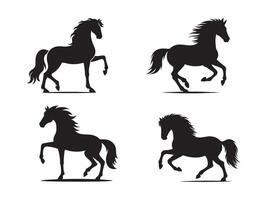 Four Silhouetted Horses in Motion vector