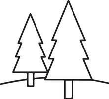 A line drawing of two trees in the snow vector