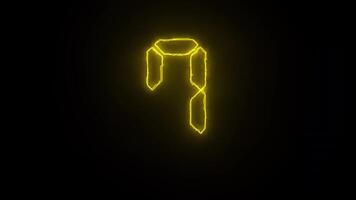 Digital yellow color countdown digital digit animation video