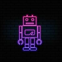 Glowing neon line Robot toy icon isolated on black background. Colorful outline concept. vector