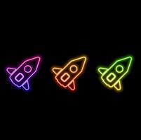 Start Up Neon Style Launch Icon, Design Elements vector