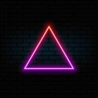 Neon light frame box line triangle background. Led neon glow shape banner sign triangle background frame. vector