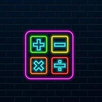 Math division icon. Minimal and creative icon isolated on white background. illustration symbol mark. neon style. vector