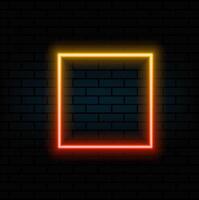 Creative fluorescent color layout made of neon copy space on dark red brick wall. Flat lay neon ultraviolet colors. Minimal concept of retro futurism. vector