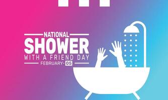 National Shower with a Friend Day celebrates the joy of sharing a fun and relaxing shower experience with a close friend to strengthen bonds and enjoy each other's company. vector