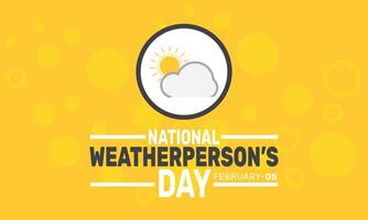National Weatherperson Day honors meteorologists and weather forecasters for their dedication to providing accurate weather predictions and helping people prepare for changing conditions. vector