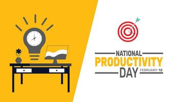 National Productivity Day celebrates the importance of increasing efficiency and maximizing potential in personal and professional life to contribute to economic growth and development. vector