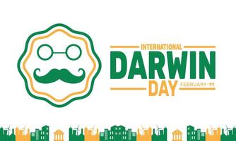 Celebrate International Darwin Day honoring Charles Darwin's contributions to science evolution and natural selection inspiring curiosity and discovery worldwide. vector