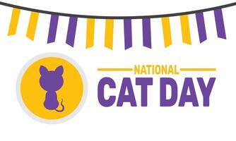 National Cat Day honors our feline friends, recognizing the companionship and comfort they provide. It promotes adopting cats from shelters and raising awareness about their needs. vector