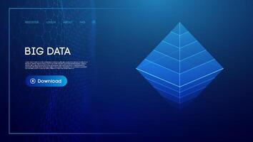 3D geometric wireframe representing big data on a futuristic digital interface. vector