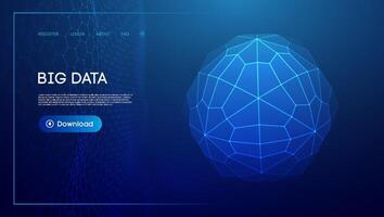Abstract low poly sphere digital network background. Geometric futuristic blue tecgnology background. Low poly wire frame design. vector