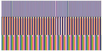 Abstract colorful striped pattern with varying orientations and border details. vector