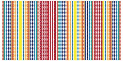 Colorful zig zag vertical print pattern with repeating diamonds in blue, orange, yellow, and red. vector