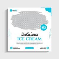 Ice cream shop social media post and web banner template vector