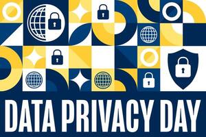 Data Privacy Day. January 28. Holiday concept. Template for background, banner, card, poster with text. EPS10 illustration. vector