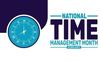 Celebrate National Time Management Month by learning how to organize tasks, reduce procrastination, and achieve goals efficiently. Embrace strategies for a balanced and productive life. vector
