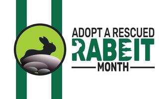 Adopt a Rescued Rabbit Month highlights the need to save rabbits from shelters. Consider adopting a rabbit and give them a second chance at life in a loving home where they can thrive. vector