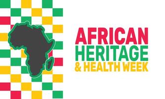African Heritage and Health Week honors African traditions, cultural diversity, and promotes health awareness by focusing on nutrition, exercise, and community-driven wellness practices. vector