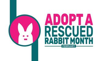 Celebrate Adopt a Rescued Rabbit Month by giving a loving home to a rabbit in need. Help raise awareness about rabbit adoption and provide a safe, caring environment for these gentle animals. vector
