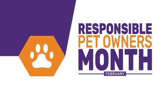 Celebrate Responsible Pet Owners Month by learning about proper pet care practices, ensuring a safe and healthy life for your furry companions with proper nutrition and exercise. vector