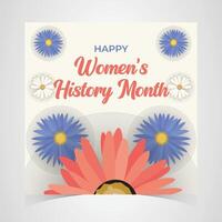 Happy Womens History Month with Bright Flowers and Soft Feminine Vibes in a Light Background vector
