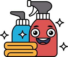 A cartoon of a smiling red bottle with a blue bottle next to it vector