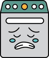 A washing machine cartoonish face with a sad expression on it vector